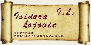 Isidora Lojović vizit kartica